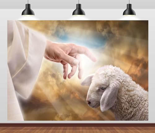 Toile de fond Jésus et mouton perdu 3x2,4m pour décor religieux