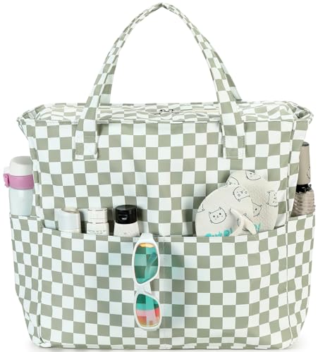 Image of LEDAOU Large Beach Bag Women Waterproof Sandproof Zipper Beach Tote Pool Bag for Swim Gym Grocery Travel with Wet Pocket