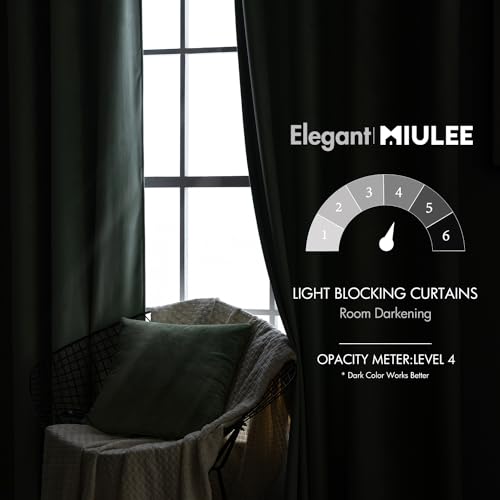 Image of MIULEE Sage Green Velvet Curtains 52x84 inches Luxury Blackout Curtains | Thermal Insulated, Super Soft Window Drapes for Bedroom Living Room, Rod Pocket & Back Tab