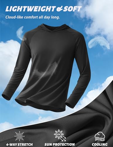 Image of KEFITEVD Men's Sun Hoodie Long Sleeve Fishing UPF 50+ SPF Quick Dry Shirts