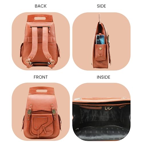 Handmade World Full Grain 18 Inch Leather Laptop Large Backpack Casual Bookbag Daypack Camping Travel Rucksack Knapsack4