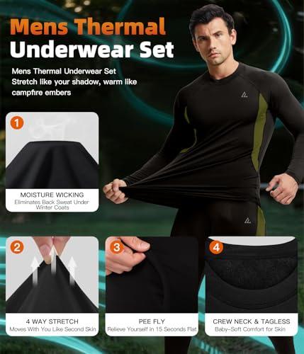 Image of CL convallaria Thermal Underwear Long Johns Set Mens Winter Gift Hunting Gear Sport Base Layer Bottom Top