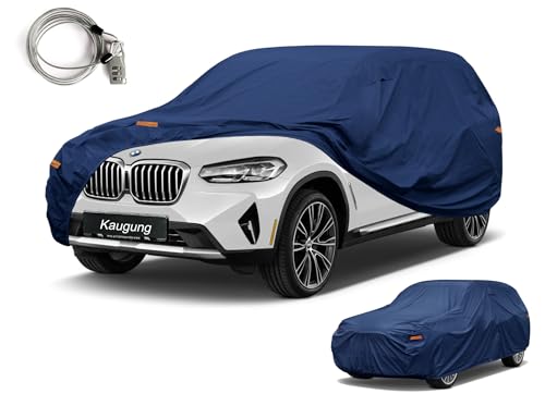 Image of Kaugung Custom Fit SUV Car Cover for BMW X3 X3M (2010-2026), Heavy Duty Waterproof All Weather Outdoor Protection, Breathable Full Exterior Cover with Vent, Rain Sun Snow UV Proof