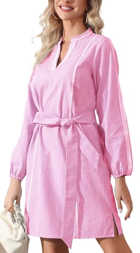 Womens Long Sleeve Cotton Linen Dress - image 4