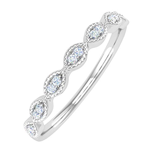 0.04 Carat Anniversary Wedding Band Ring in 14K Solid Gold (I1-I2 Clarity)