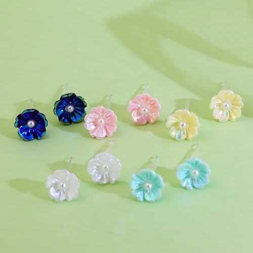 Image of Plastic Earrings for Sensitive Ears Flower Studs for Women