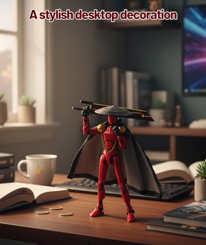Image of T13 Action Figure, Polyarticular Movable Action Figure Robot Figure Desktop Decoration for Kid Desktop Decorations for Game Lovers Toys Gift Or Birthday Present (Red)