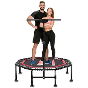 45 Inch Rebounder Trampoline for Adults, Max 330 lbs Load Capacity, Portable Fitness Exercise with 3-Level Adjustable Foam Handle for Indoor and Outdoor Exercise