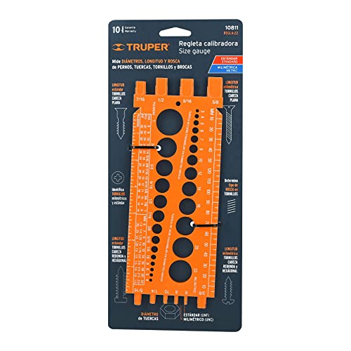 Truper Regla-22 Bolt Size-It Gauge #TOP2