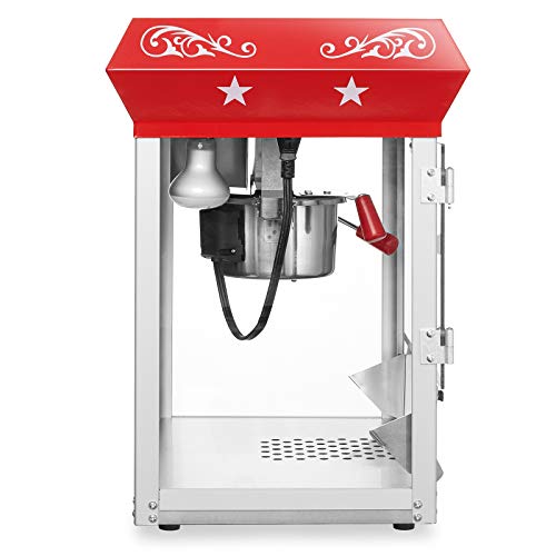 Image of Olde Midway Bar Style Popcorn Machine Maker Popper with 6-Ounce Kettle - Red
