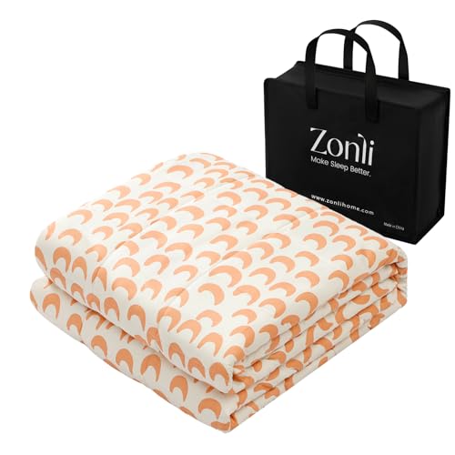 Image of ZonLi Weighted Blanket for Adults (100% Cotton, 60 inchx80 inch, 17lbs, Pink Moon) Queen Size High Breathability Cooling Heavy Blanket, Soft Material with Premium Glass Beads, All-Season, Easy Care