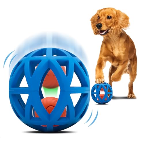 Kytujoy Interactive Dog Toy, Smart Jumping Bouncing Ball Inside Durable Rubber Shell, Automatic Moving Vibrating Ball for Medium/Large Dogs, Dog Enrichment Toy to Keep Them Busy (Blue & Orange)
