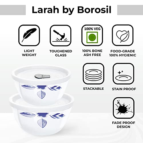 Borosil Serving Bowls For Entertaining, Set Of 2, 32 Oz, Lightweight Ceramic Bowls, Large Bowls For Food Storage, Mixing Bowls With Lids, Prep Bowls For Salad, Pasta, Microwave & Dishwasher Safe #TOP3
