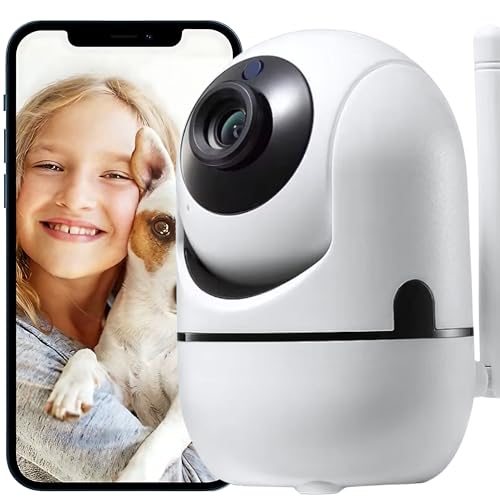 Cámara Vigilancia WiFi Interior Camara IP 1080P de Seguridad con Detección de Movimiento y Visión Nocturna | Camara Vigilancia de Bebé con Audio Bidireccional Compatible iOS Android WHITE