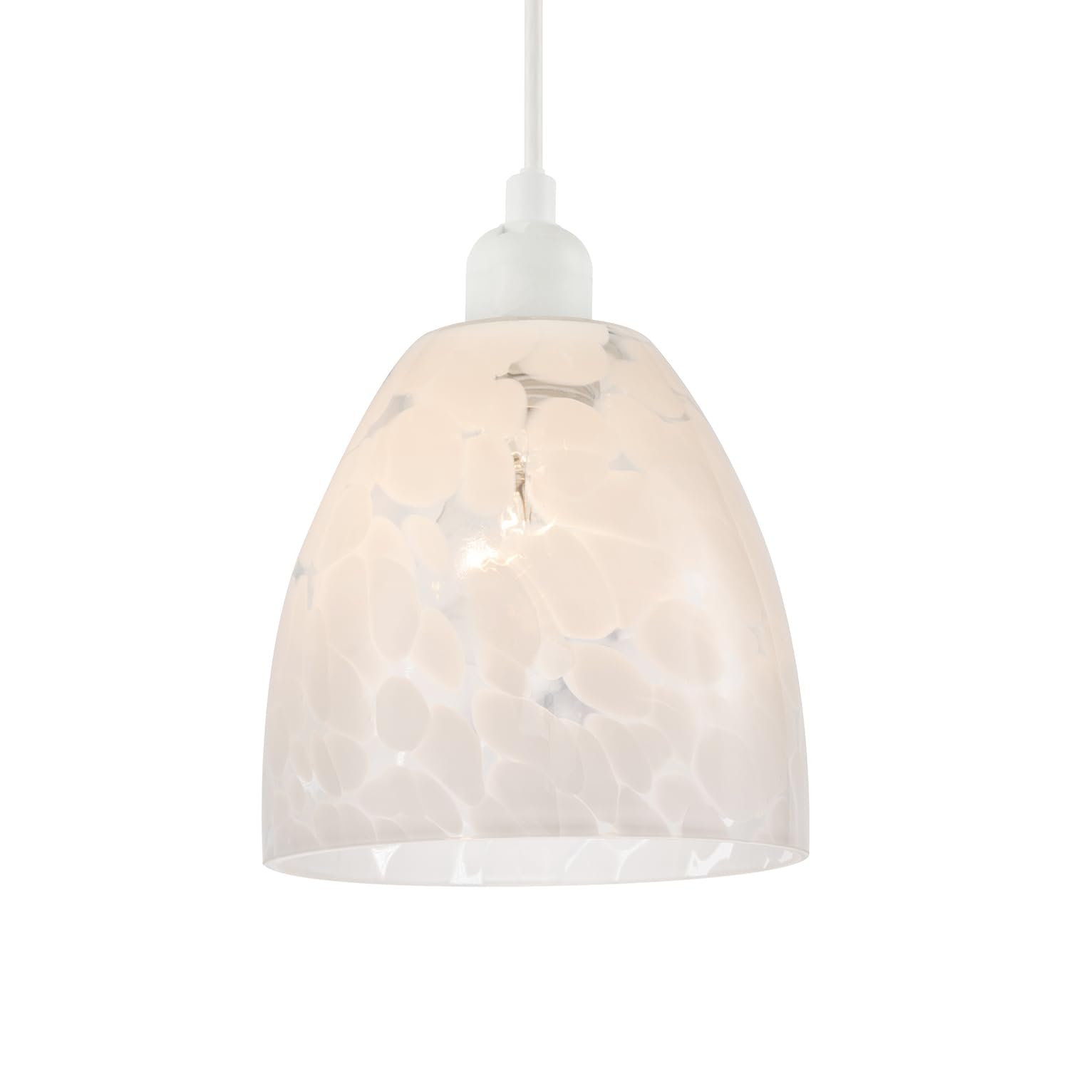 Cylindrical Opal White Snowflake 25cm Glass Pendant Lighting Shade by Happy H...