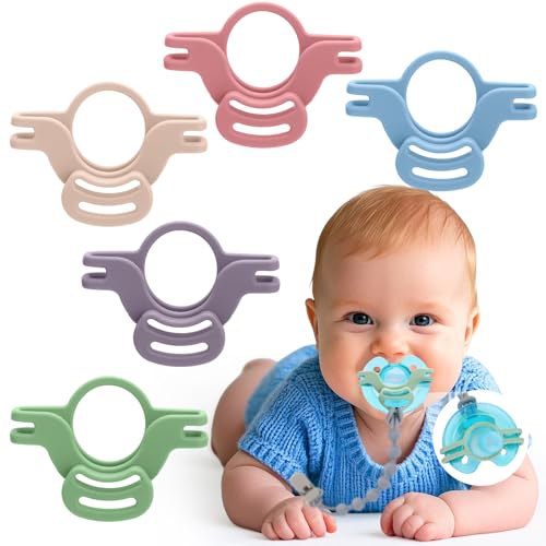 BUSOHA 5 Pack Silicone Pacifier Clip Adapter Rings for Philips Avent Soothie – 2025 New Upgrade Food-Grade Silicone Pacifier Holder Adapter Rings Baby Essentials for Newborns Infants