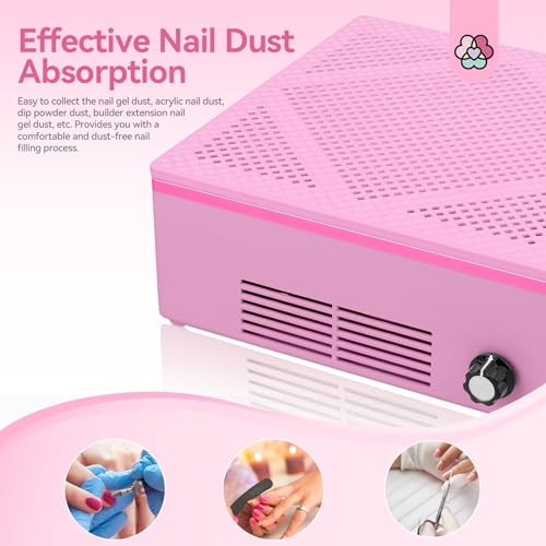 SAVILAND Nail Dust Collector Quiet, Low Noise Dust Collector Nail Tech with Reusable Filter, Compact Fan Dust Collector Nail Dust Brush Manicure Pedicure Tool for Acrylic Nail Polishing,Salon & Home