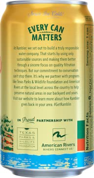 Image of AUTX RAMBLER Sparkling Water, Texas Limestone Mineral Blend, Satsuma Flavor, 12-Ounce Cans, 12-Pack
