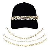 3pcs Metal Chains for Baseball Cap Decoration - Easy to Take Off Hat Chain Charms - Fashionable Trucker Hat Accessories (Gold)