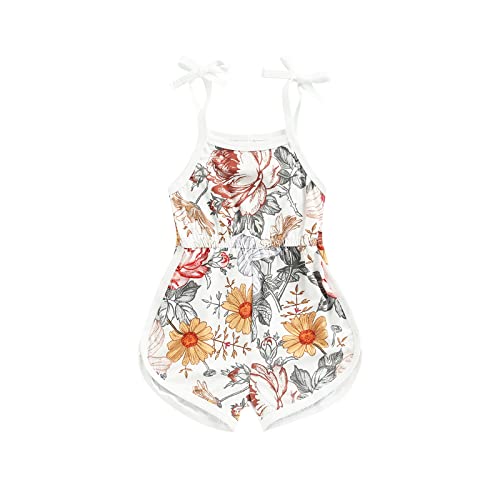 Image of WZTYYDS Toddler Baby Girl Summer Clothes Floral Romper Tie-Up Strap Halter Jumpsuit Infant Summer Sling Playsuit 6M-3T