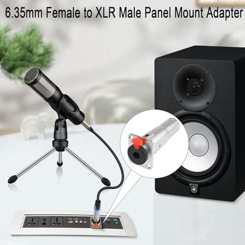 QIANRENON 6.35mm Female to XLR Male Panel Mount Adapter, Locking TRS 6.35mm Jack to 3Pin XLR Plug, Audio Connector, Adapter - Image 4