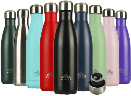 Image of Mont-Clair Stainless Steel Water Bottle, Vacuum insulated - BPA Free, 12h Hot & 24h Cold Drinks, Metal Water Bottle 34 oz Leakproof, Ideal for Adult, Kids, Running - Black