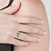 Imagen de 14 K sólido blanco oro anillo con diamantes naturales y Azul Topacio