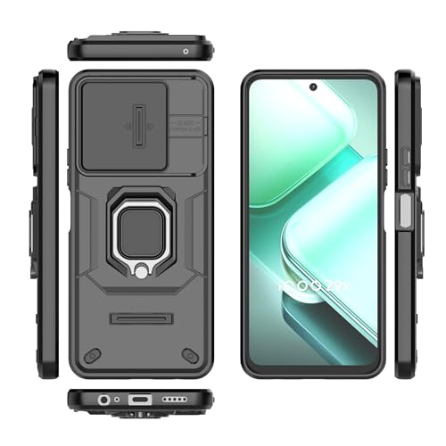 Image of TPU+PC Camshield Pro Case With Slide Camera Protection And Ring Stand Bumper Back Case Cover For iQOO Z9X 5G (Black)