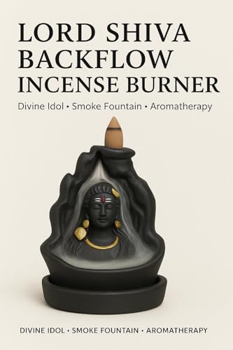 Image of Lord Shiva Idol Backflow Incense Burner 10 | Polyresin Shiv Ji Statue for Pooja, Meditation, Home Temple, Vastu & Aromatherapy | Spiritual Smoke Fountain for Office & Gift Purpose