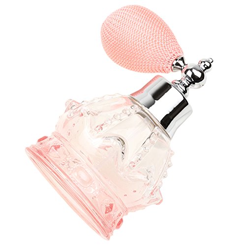 100ml Vintage Crystal Glass Atomizer Perfume Bottle Perfume Atomizer Refillable Bottle Travel with Short Pump Spray Diffuser Gilrs Birthday Gift (Pink)