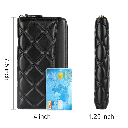 DORIS&JACKY Women Leather Wallet Rfid Blocking Large Capacity Zipper Around Travel Wristlet Bags3