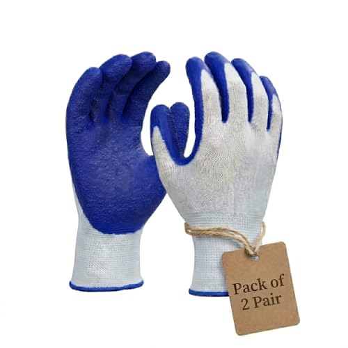 Image of AxisGrip Multipurpose Nylon Anti Cut PU Nitrile Coating Work Safety Gloves White-Blue Pair 2
