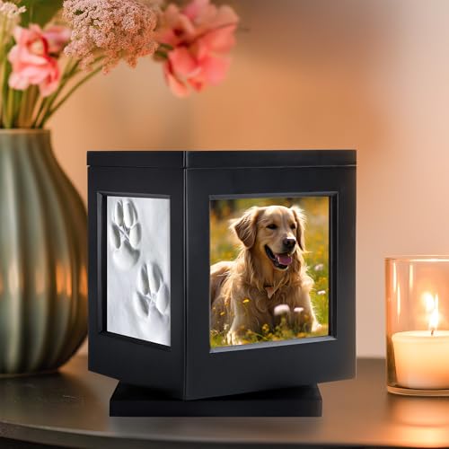 DiDiBirDi Haustierurne,Tierurnen für Hunde Urne Mit Fotorahmen Souvenirs,Urne für Katze Mit Asche Aufbewahrungsbeutel,Urne Hund Für 35kg große Hunde mit Stempelkissen - Gedenkgeschenk für verlorene