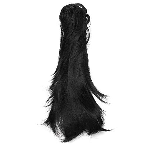 Bendable Clip in Hair Ponytail Fluffy Synthetic Hair with Adjustable Wires 12 Inch Black