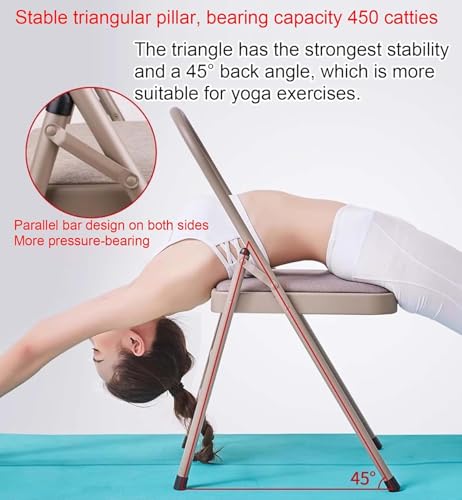 Silla de yoga con soporte lumbar, taburete de metal plegable para ejercicios de estiramiento y rotación, silla plegable resistente para uso doméstico, asiento auxiliar multifuncional