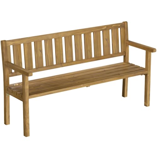Outsunny Banc de Jardin 3 Places en Bois Solide - Banquette Extérieur Personnalisable (DIY) avec Capacité 360kg - Canapé de Jardin FSC Prêt à Peindre pour Balcon, Porche, Teck