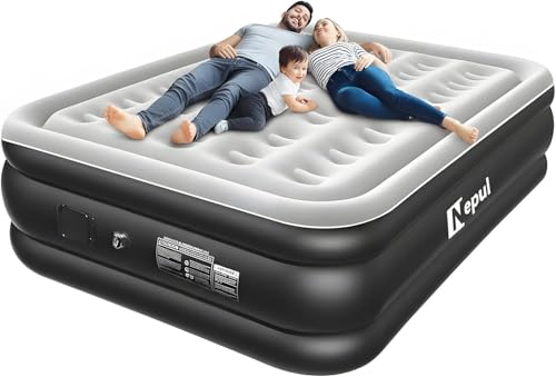 Colchão de Ar Queen Size Premium, Inflável Portátil com Bomba de Lítio Embutida, Cama de Ar para Camping e Casa 203 * 152 * 46 cm (Casal)