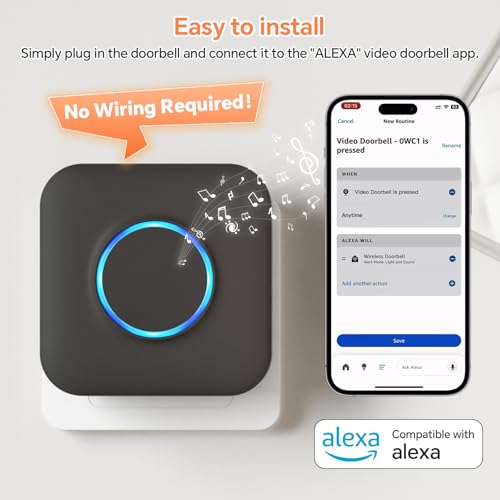 Smart WiFi Wireless Doorbell Chime for Google Nest, Ring, Blink – App-Connected with 58 Music, 5 Adjustable Volume & LED Light, No Wiring Required (2pack, Black) - Image 5