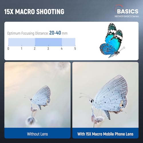 NEEWER Basics 15x Macro Phone Lens Kit with 37mm Lens Clamp, HD Camera Accessories Compatible with iPhone Samsung Android Smartphone, LS-69