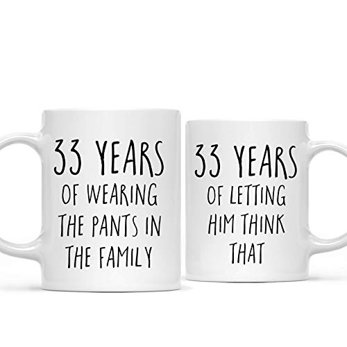 Andaz Press Funny 33rd Wedding Anniversary 11oz. Couples Coffee Mug Gag Gift, 33