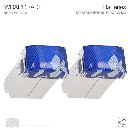 Image of WRAPGRADE Skin Stickers Compatible with DJI Mini 3 Pro | Two Batteries (STRATOSPHER Blue DOT CAMO)