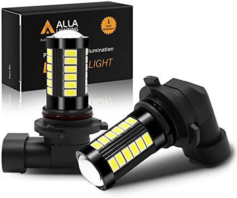 Alla Lighting 9145 H10 LED Fog Light Bulbs, 6000K Xenon White 2800 Lumens Xtreme Super Bright PY20D 9140 9155 12V Replacement 5730 33-SMD