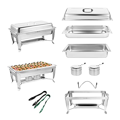 Silver Moon 2 Pack 9 Qt Stainless Steel Chafing Dish Buffet Set, Chafers And Buffet Warmers Sets, Foldable Chafing Dishes, Buffet Servers And Warmers, Food Warmers For Parties (Type 2) #TOP7
