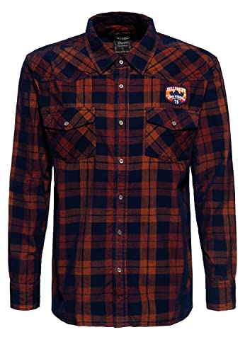 King Kerosin Camisa de pana para hombre | Lavado Acid | Patrón de cuadros | puro algodón claro Valley, azul marino, S Cover