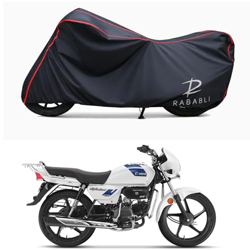 Image of Waterproof Bike Body Cover Compatible for | Hero Splendor Plus XTEC BS6 | Taffeta Fabric, Red Piping Design, Bottom Elastic Fit | Dustproof, Sun UV & Rain Protection for All Bikes