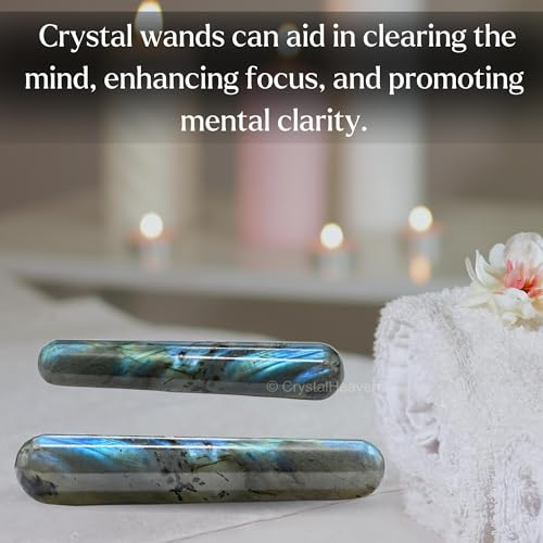 Image of Labradorite Crystal Wand - Smooth Crystal Wand for Energy Healing, Chakra Balancing, Meditation and Home Decor - Crystals and Healing Stones for Gift