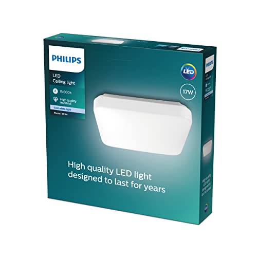 Philips Mauve, Plafonnier LED 17 W, Carré, Blanc Froid 4000K, Blanc