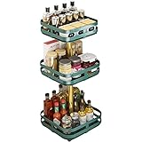 ターンテーブル食器棚オーガナイザー、3段回転式スパイスラック、調味料ホルダー、回転ピックアンドプレース&便利で迅速、キャビネットパントリーパントリーキッチンストレージ用