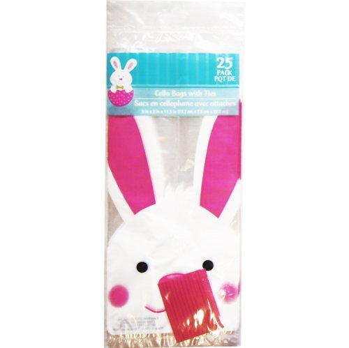 25pcs of Easter Rabbit Design Cello/Cellophane/Loot Treat Bag 11.5 x 5 x 3 inch by UFindings