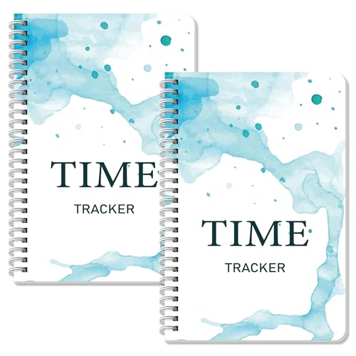 INKNOTE 2Pcs Time Tracker Log Timesheet Notebook Spiral Management LogBook
